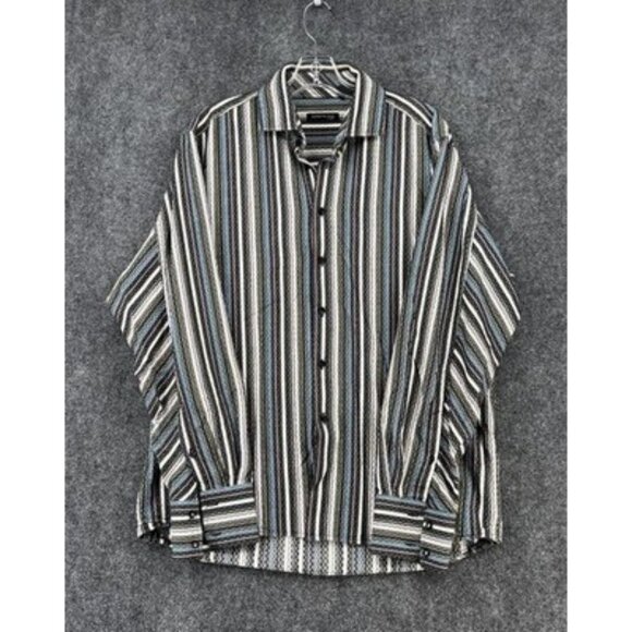 Kenneth Cole Men’s Striped Dress Shirt Button Down Size XL Business Date Night - Picture 1 of 11
